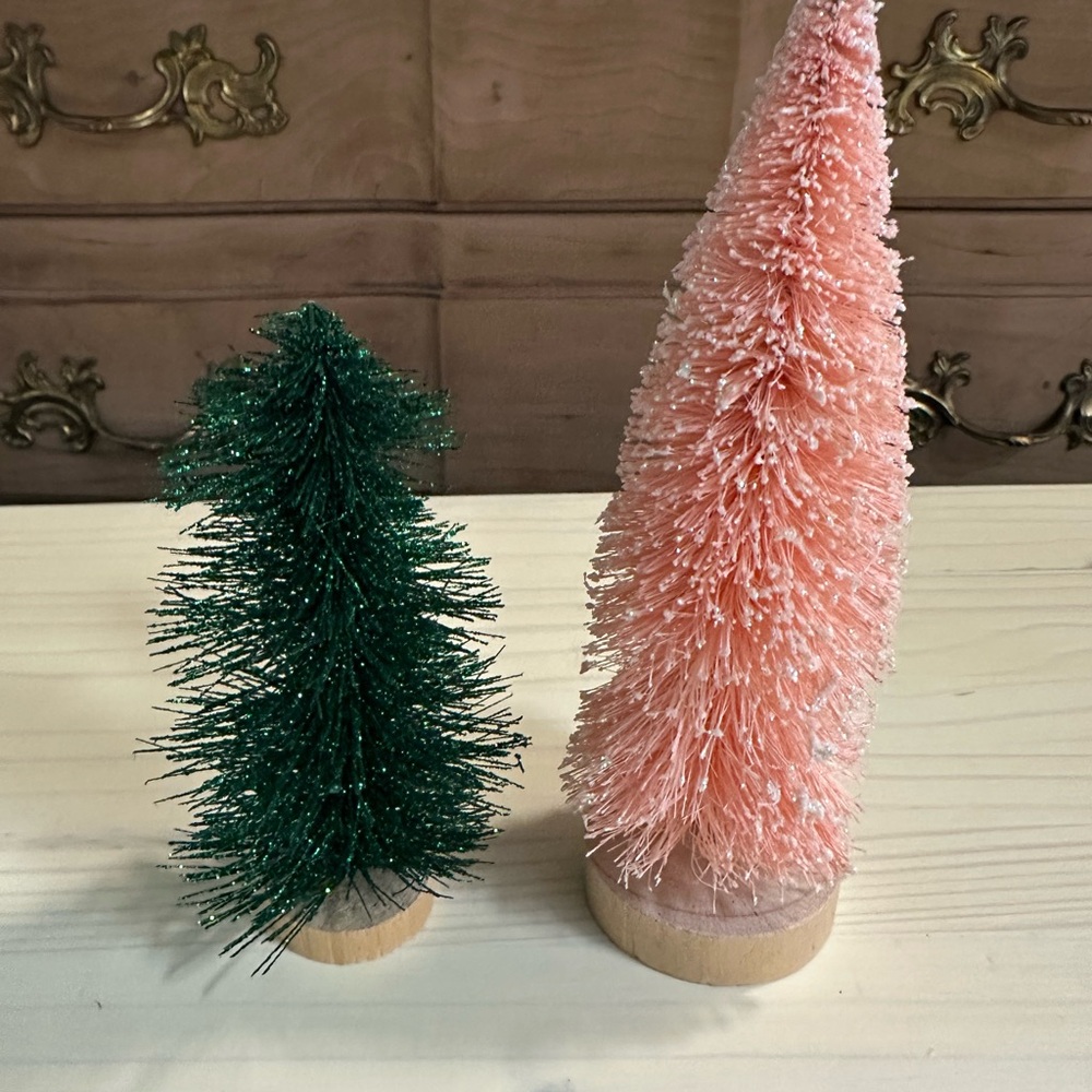 Festive Green and Pink Holiday Trees